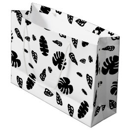 Schwarz-Weiß-Tropical Summer Blätter Muster Große Geschenktüte