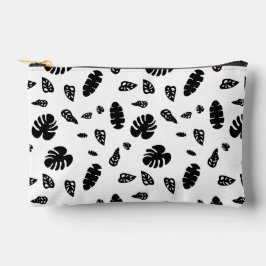 Schwarz-Weiß-Tropical Summer Blätter Muster Zubehörtasche