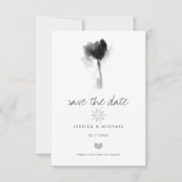Schwarz-Weiß-Tulip-Blume Hochzeit Save The Date