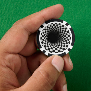 Schwarz-Weiß-Tunnel der optischen Täuschung Pokerchips