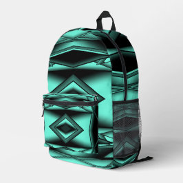Schwarz-weiß Türkis Ombre Moderne Abstrakte Kunst Bedruckter Rucksack