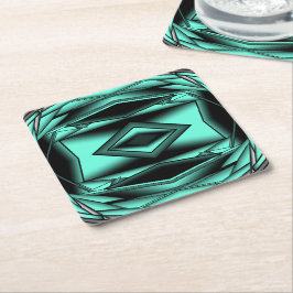 Schwarz-weiß Türkis Ombre Moderne Abstrakte Kunst Rechteckiger Pappuntersetzer