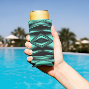 Schwarz-weiß Türkis Ombre Moderne Abstrakte Kunst Selters Dosenkühler