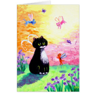 Schwarz-weiß Tuxedo Cat Fairies Creationarts