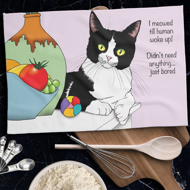 Schwarz-weiß Tuxedo Cat Geschirrtuch (Von Creator hochgeladen)