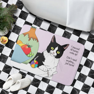 Schwarz-weiß Tuxedo Funny Cat Badematte