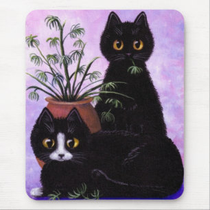 Schwarz-weiß Tuxedo Funny Cat Kreationarts Mousepad