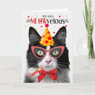 Schwarz-Weiß Tuxedo Katze MEOWvelous Geburtstag Karte