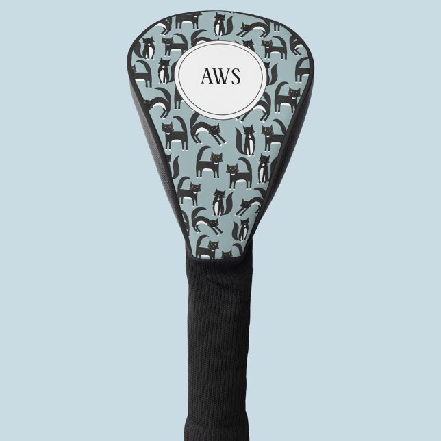 Schwarz-Weiß-Tuxedo-Katzen-Muster Golf Head C Headcover (Tuxedo black and white kitty cat monogram golf head cover)