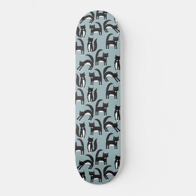 Schwarz-Weiß-Tuxedo-Katzen-Muster Skateboard (Vorderseite)