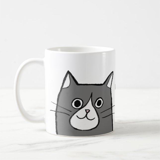 Schwarz-Weiß-Tuxedo Katzengeschenk Liebe Individue Kaffeetasse (Links)