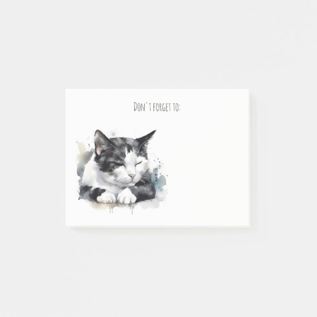 Schwarz-Weiß-Tuxedo-Katzenposten - Anmerkungen Post-it Klebezettel (Vorderseite)