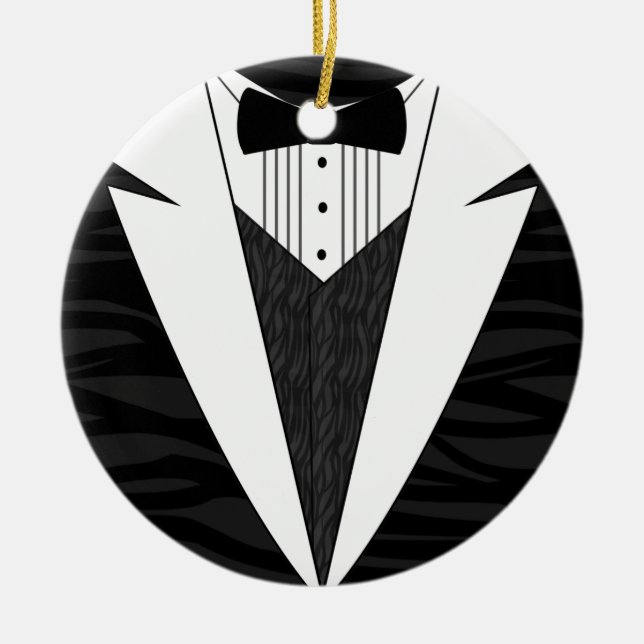 Schwarz/Weiß-Tuxedo Keramik Ornament (Vorne)