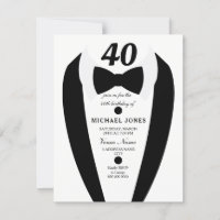 Schwarz-weiß Tuxedo Mens 40. Geburtstag Party lade