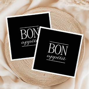 Schwarz-Weiß-Typografie BON APPETIT  Serviette