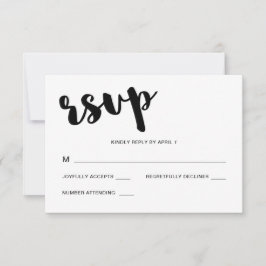Schwarz-Weiß-Typografie - Reaktion auf Hochzeiten RSVP Karte