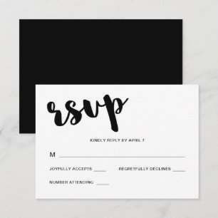 Schwarz-Weiß-Typografie - Reaktion auf Hochzeiten RSVP Karte