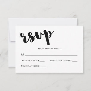 Schwarz-Weiß-Typografie - Reaktion auf Hochzeiten RSVP Karte