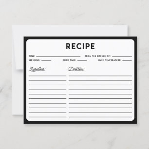 Schwarz-Weiß-Typografie-Rezeptkarte