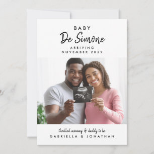 Schwarz-weiß-Typografie-Sonogramm-Foto-Schwangersc Ankündigung