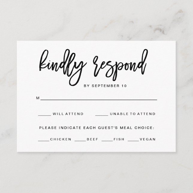 Schwarz-Weiß-Typografie | UAwg RSVP Karte (Vorderseite)