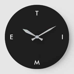 Schwarz-Weiß-Typografie Zeit Feuchtlicher Minimal Große Wanduhr