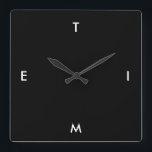Schwarz-Weiß-Typografie Zeit Feuchtlicher Minimali Quadratische Wanduhr<br><div class="desc">Schwarz-Weiß-Typografie Time Funny Minimalism Wall Clock,  können Sie ändern Farben und Text</div>