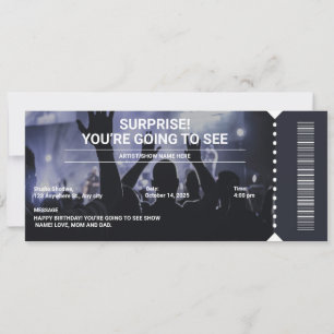 Schwarz-Weiß-Überraschungskonzert-Ticket-Geschenk Einladung