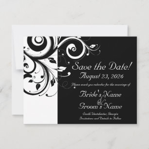 Schwarz +Weiß Umdrehung Hochzeit speichern das Dat Save The Date