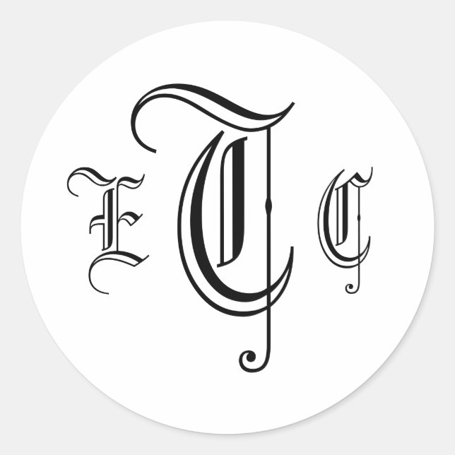 Schwarz-Weiß-Umschlag Aufkleber mit drei Buchstabe (Vorderseite)