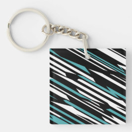 Schwarz, Weiß und Aquamarines, lineares Abstraktes Schlüsselanhänger