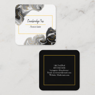 Schwarz-, Weiß- und Goldmarmor Quadratische Visitenkarte