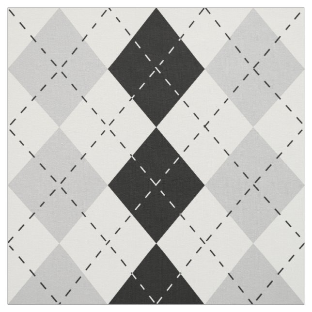 Schwarz Weiß und Grau Argyle Stoff (Muster)