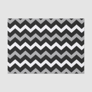 Schwarz Weiß und Grau Chevron Druckmuster Seidenpapier
