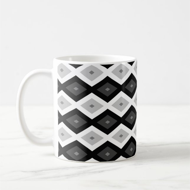 Schwarz, Weiß und Grau Kaffeetasse (Links)