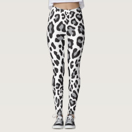 Schwarz, Weiß und Grau-Leopard-Druck Leggings