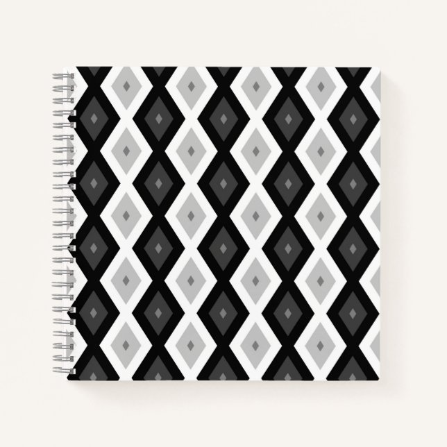 Schwarz, Weiß und Grau Notizbuch (Vorderseite)