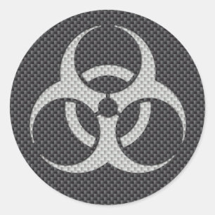 Schwarz-weiß- und grau-toxische Kohlenstofffaser Runder Aufkleber