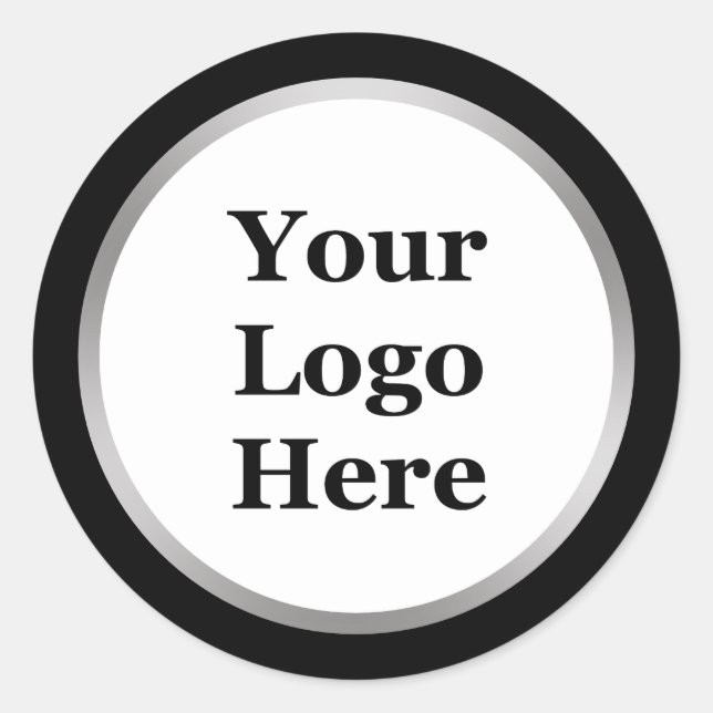 Schwarz, Weiß und Imitate Silver Dein Logo hier Runder Aufkleber (Vorderseite)