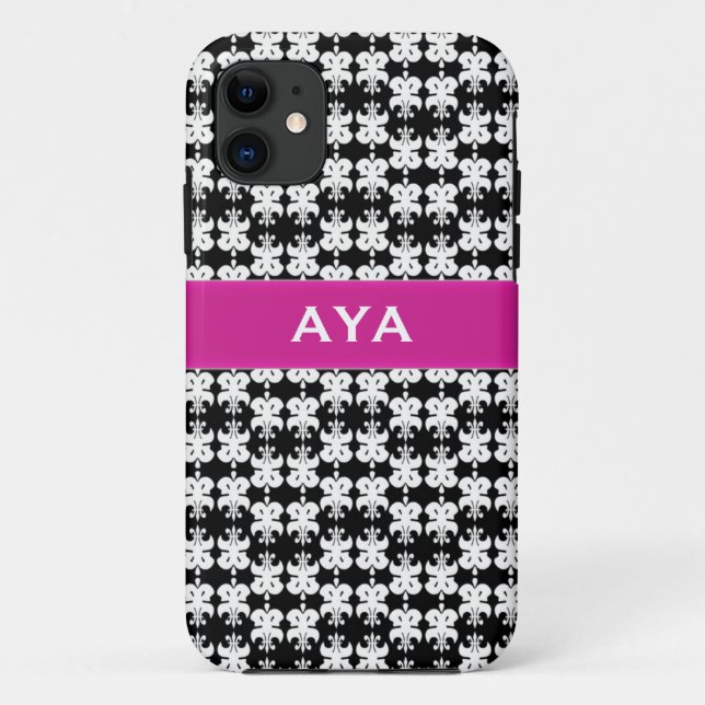 Schwarz-weiß und rosa Case-Mate iPhone hülle (Rückseite)