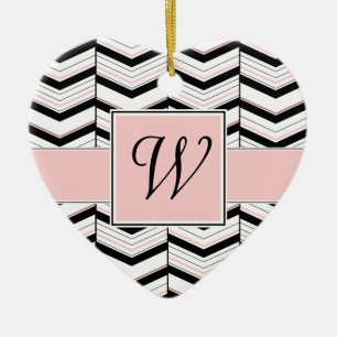 Schwarz Weiß und Rosa Chevron Ornamente