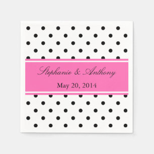 Schwarz, Weiß und Rosa Polka Dot Wedding Serviette
