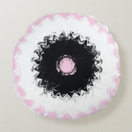 Schwarz-, Weiß- und Rosatöhre Abstrakt Rundes Kissen