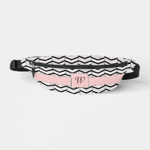 Schwarz Weiß und Rosé Chevron Bauchtasche