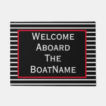 Schwarz, Weiß und Rot Begrüßung an Bord Boot Türma