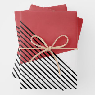 Schwarz, Weiß und Rot einfache geometrische Kunst Geschenkpapier Set