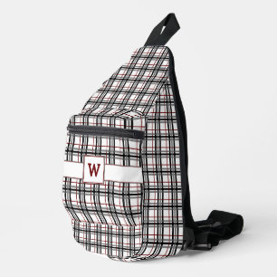 Schwarz Weiß und Rot Kariert Crossbody Bag