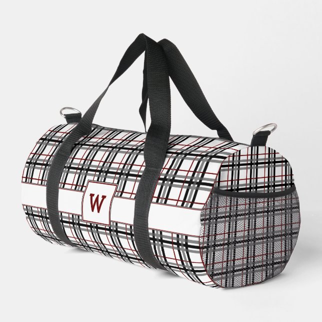 Schwarz-weiß und rot Kariert Duffle Bag (Rechte Ecke)