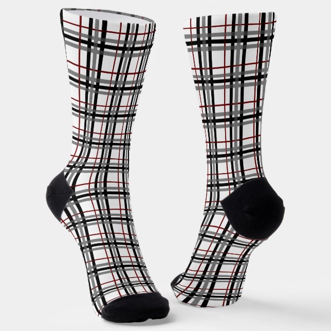 Schwarz-weiß und rot Kariert Socken (Gewinkelt)