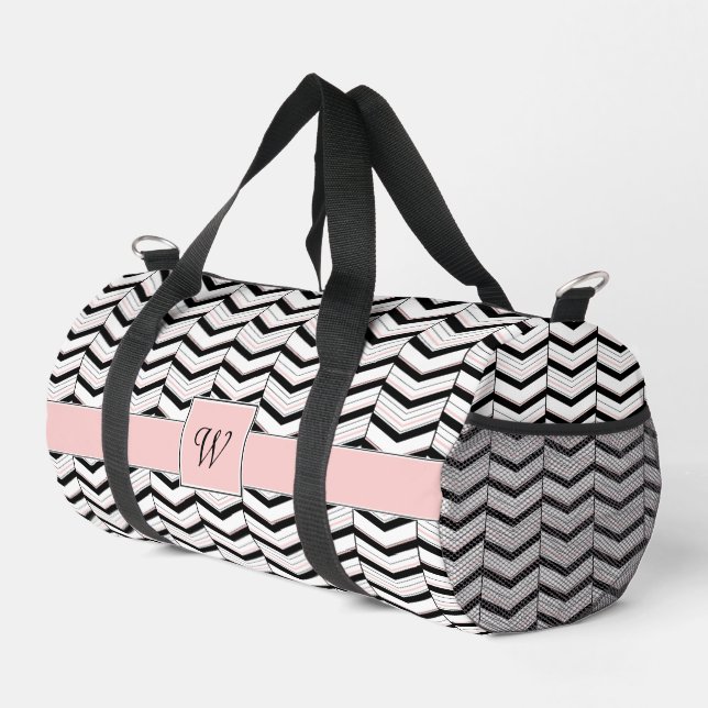 Schwarz-weiß und Zickzack Duffle Bag (Rechte Ecke)